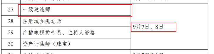 2024年一级建造师考试时间确定：9月7-8日