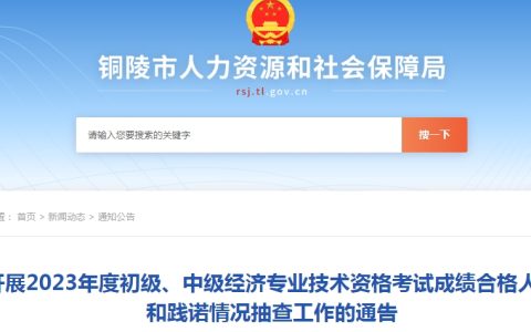 安徽铜陵2023年初级经济师合格人员公示和践诺情况抽查通告