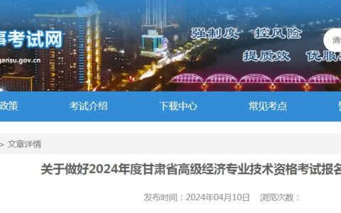 2024年甘肃高级经济师报名公告已发布