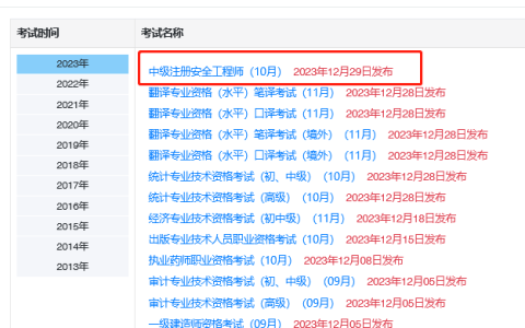 中国人事考试网发布2023年中级注册安全工程师查分入口开通