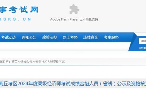 2024年河南商丘高级经济考试成绩合格人员（省线）资格核查通知