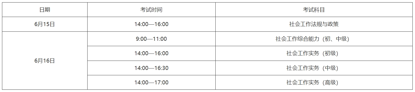 2024年山西社工证考试时间