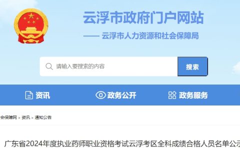 2024年广东云浮执业药师成绩合格名单公示公告