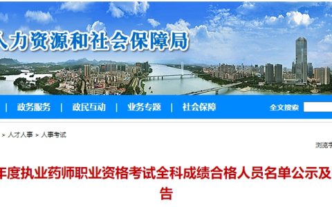 2024年广东惠州执业药师成绩合格人员名单公示