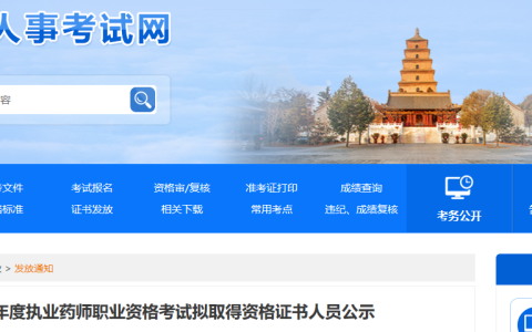 2024年陕西执业药师成绩合格人员公示