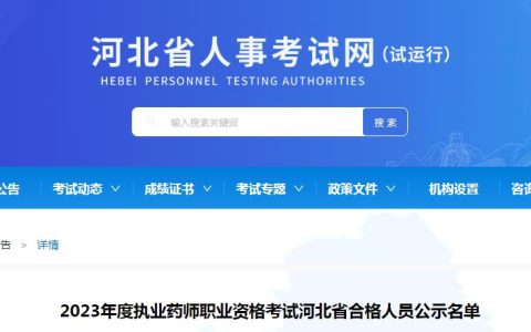 2023年度河北执业药师职业资格考试合格人员公示名单