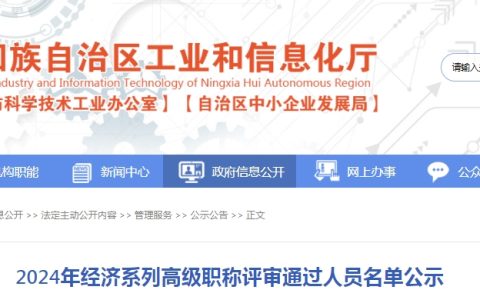 2024年宁夏高级经济师职称评审通过人员公示