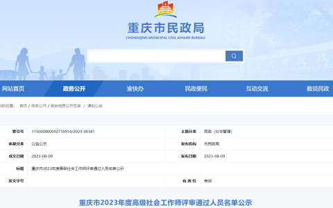 2023年重庆高级社会工作师评审8人通过