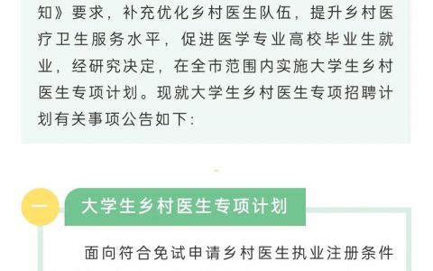 保山市面向2023届医学专业高校毕业生公开招聘大学生乡村医生公告