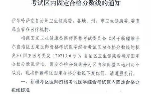 全国2021年中西医结合执业医师（150）类别合格标准已公布！