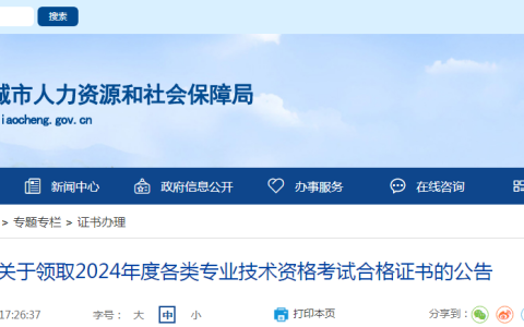 山东聊城2024下半年计算机软考合格证书已经开始领取