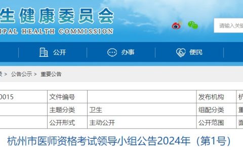 官方速报！浙江杭州2024医师资格考试报名审核安排要求已出！