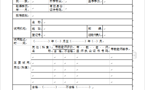 内蒙古翁牛特旗考点2024年医师资格考试试用期考核证明材料下载