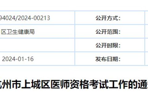报名即将开始！浙江杭州上城区2024医师资格考试报名审核要求已出！