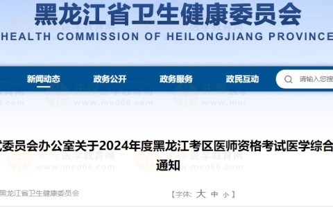 2024年度黑龙江考区医师资格考试医学综合考试准考证打印工作的通知