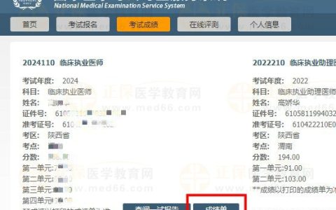 考生注意：2024医师资格考试成绩查分后记得打印成绩单！