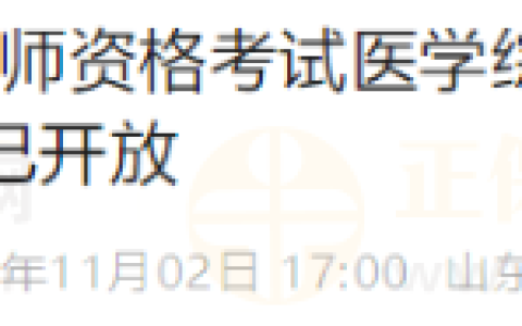 山东考区2024年医师资格考试“一年两试”考生准考证打印已开始！