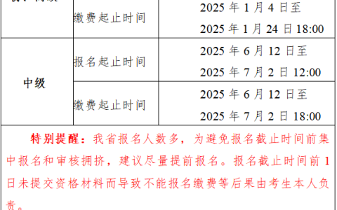 2025年安徽中级会计报名简章公布！6月12日开始报名