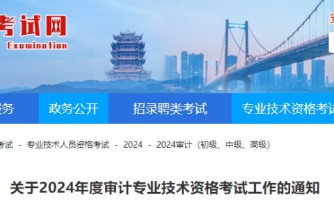 湖北省人事考试网发布2024年湖北中级审计师报名通知