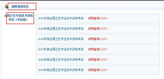 2021卫生职称考试成绩查询