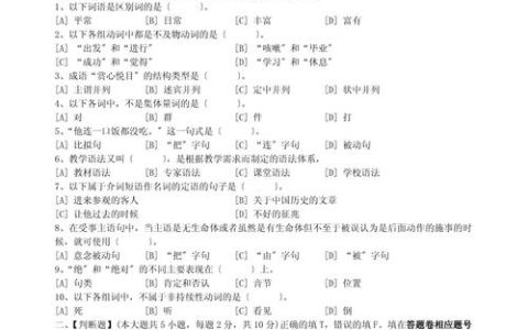 中国汉语水平考试模拟试题介绍：词汇运用、语法判断等相关内容