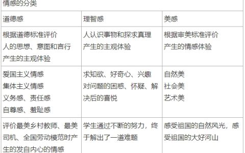 2025下半年中小学教资考试科目二内容：心理过程的情感分类考察选择题