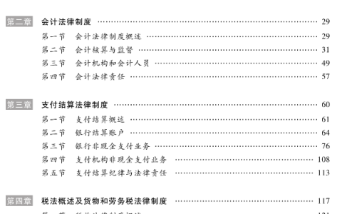 初级会计师经济法基础目录有哪些？