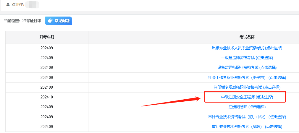 注册安全工程师准考证打印3