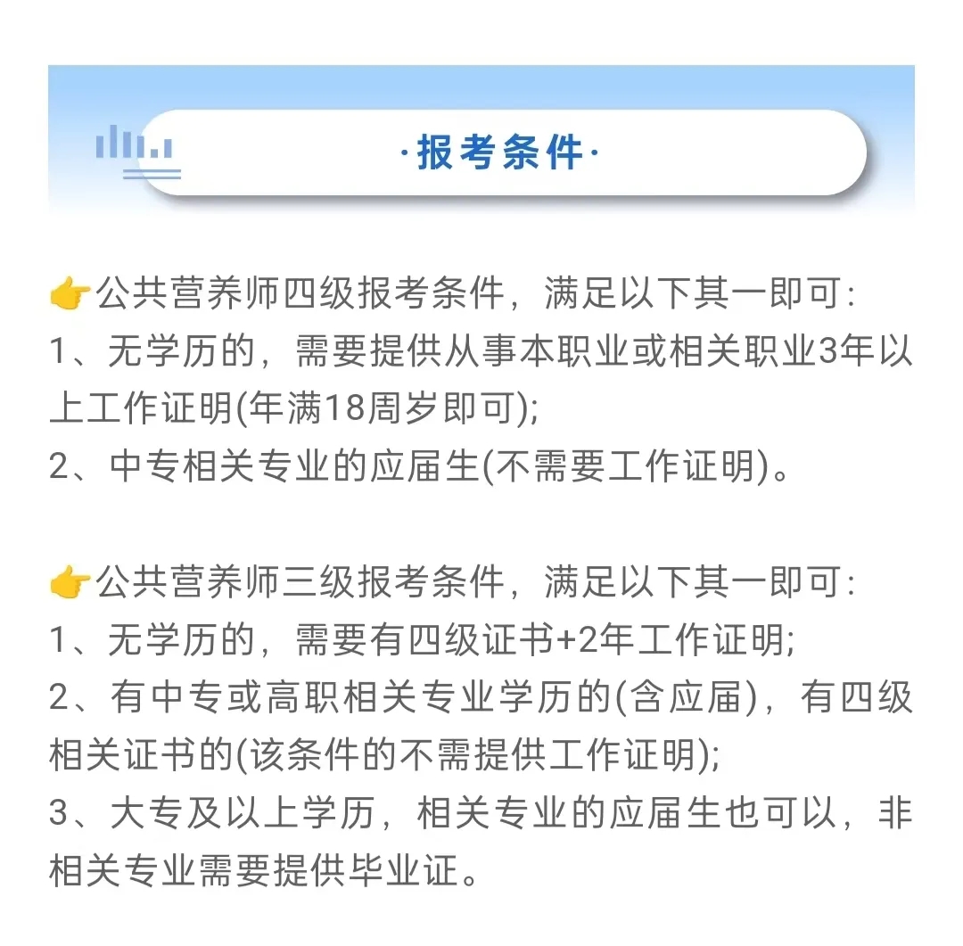 2025年9月27日公共营养师开考！报考条件、所需材料、考试内容说明